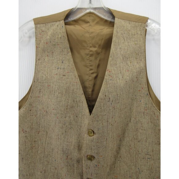 VINTAGE Yves Saint Laurent Waistcoat Vest Small Wool Tweed Speckled * - Picture 2 of 11